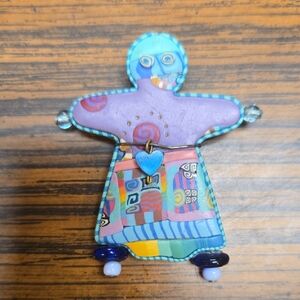 Colorful Abstract Figurine Leather?Brooch